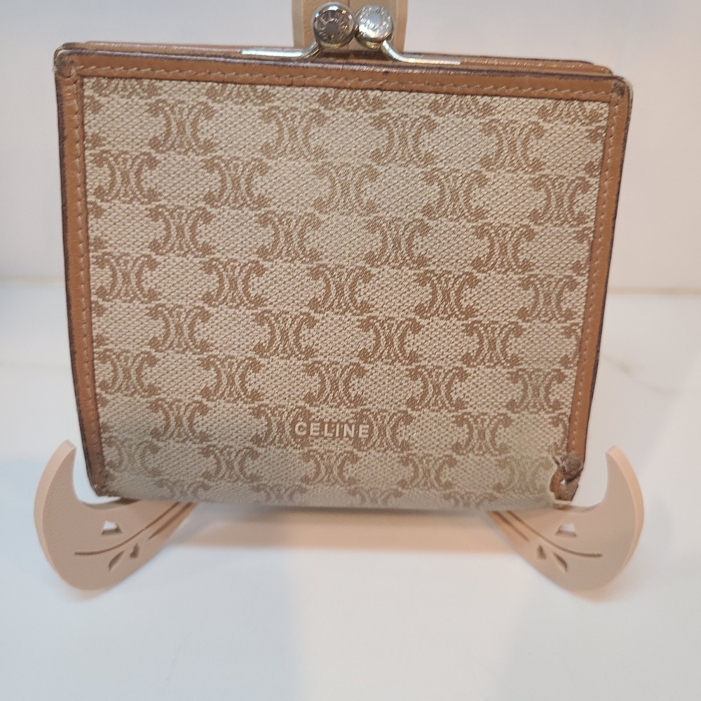Celine Vintage Kisslock Tan and Brown  Wallet Fair - Picture 4 of 11